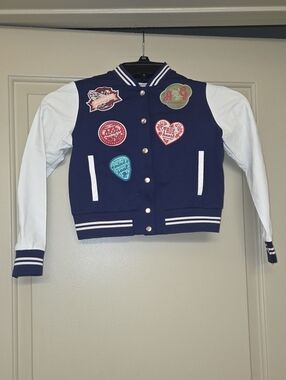 American Girl Navy and White Patch Appliqué Varsity Jacket
